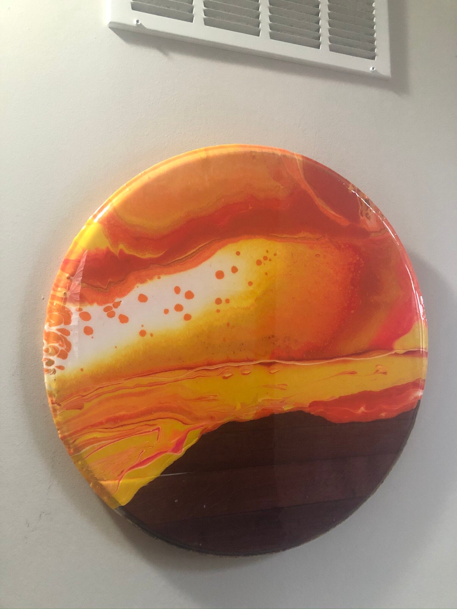 Orange &amp; Red Sunset with a Red Beach Wine Barrel Lid