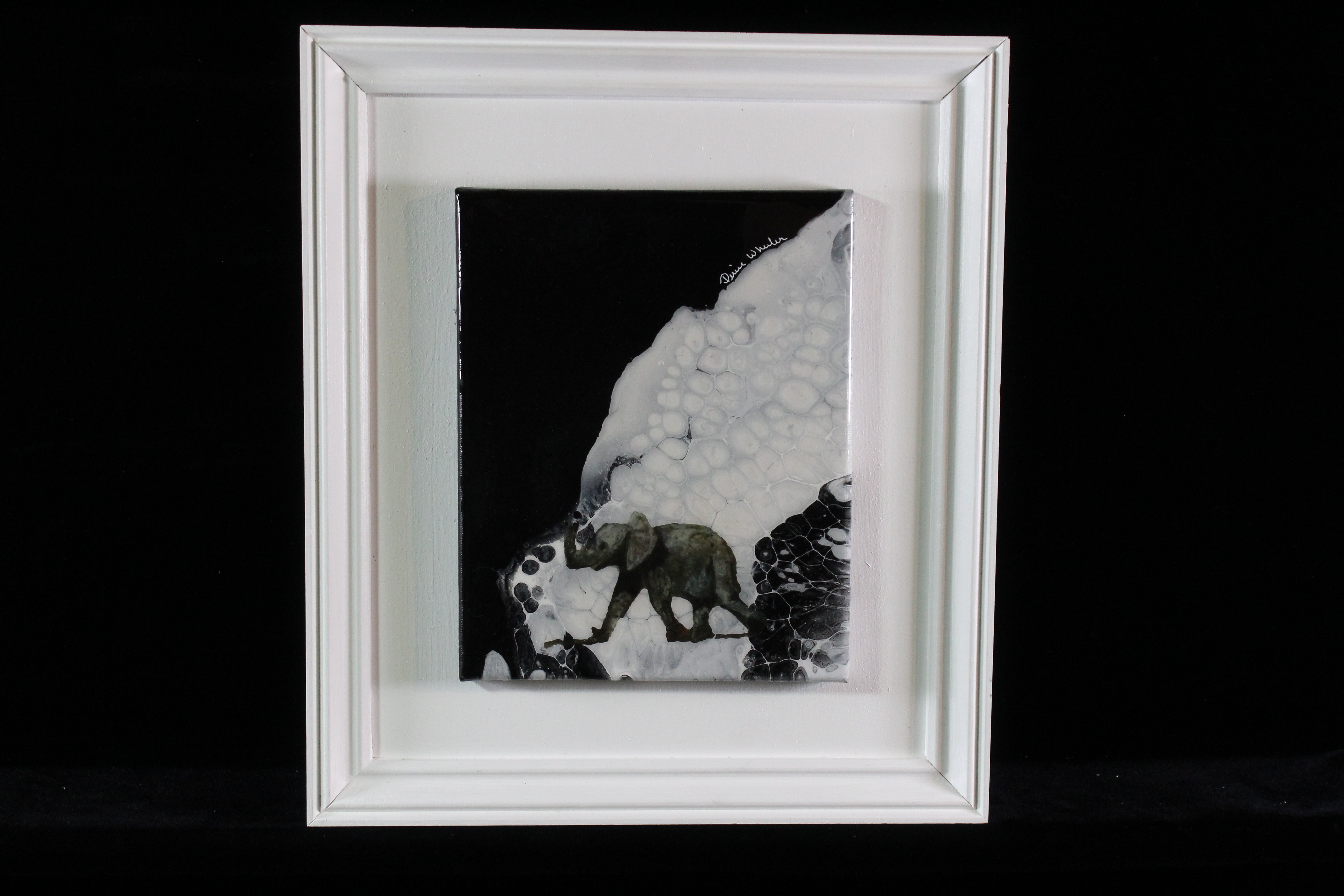 8x10 Framed Abstract Pour Elephant - Baby