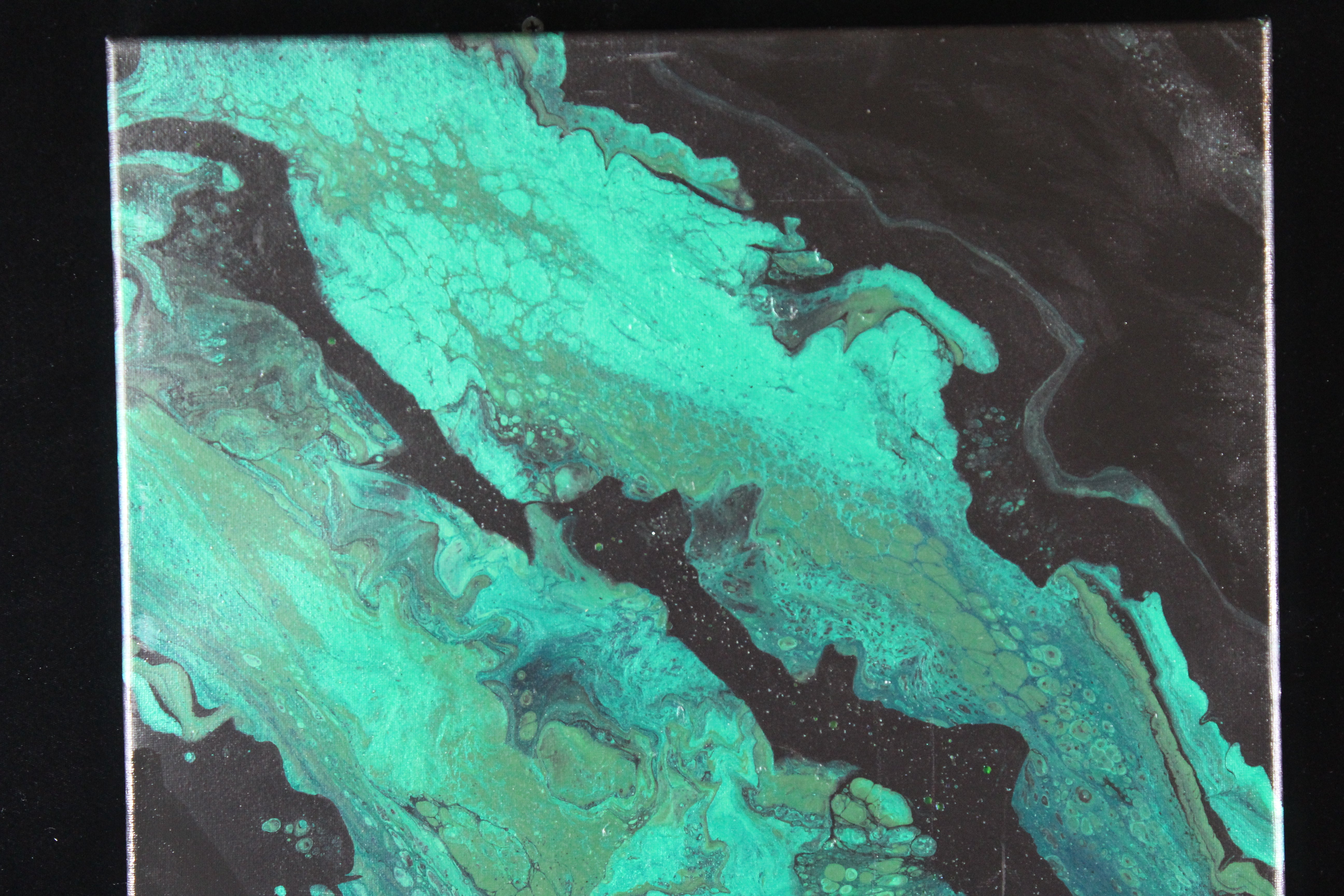 Bright greens wrapped canvas (acrylic pour)