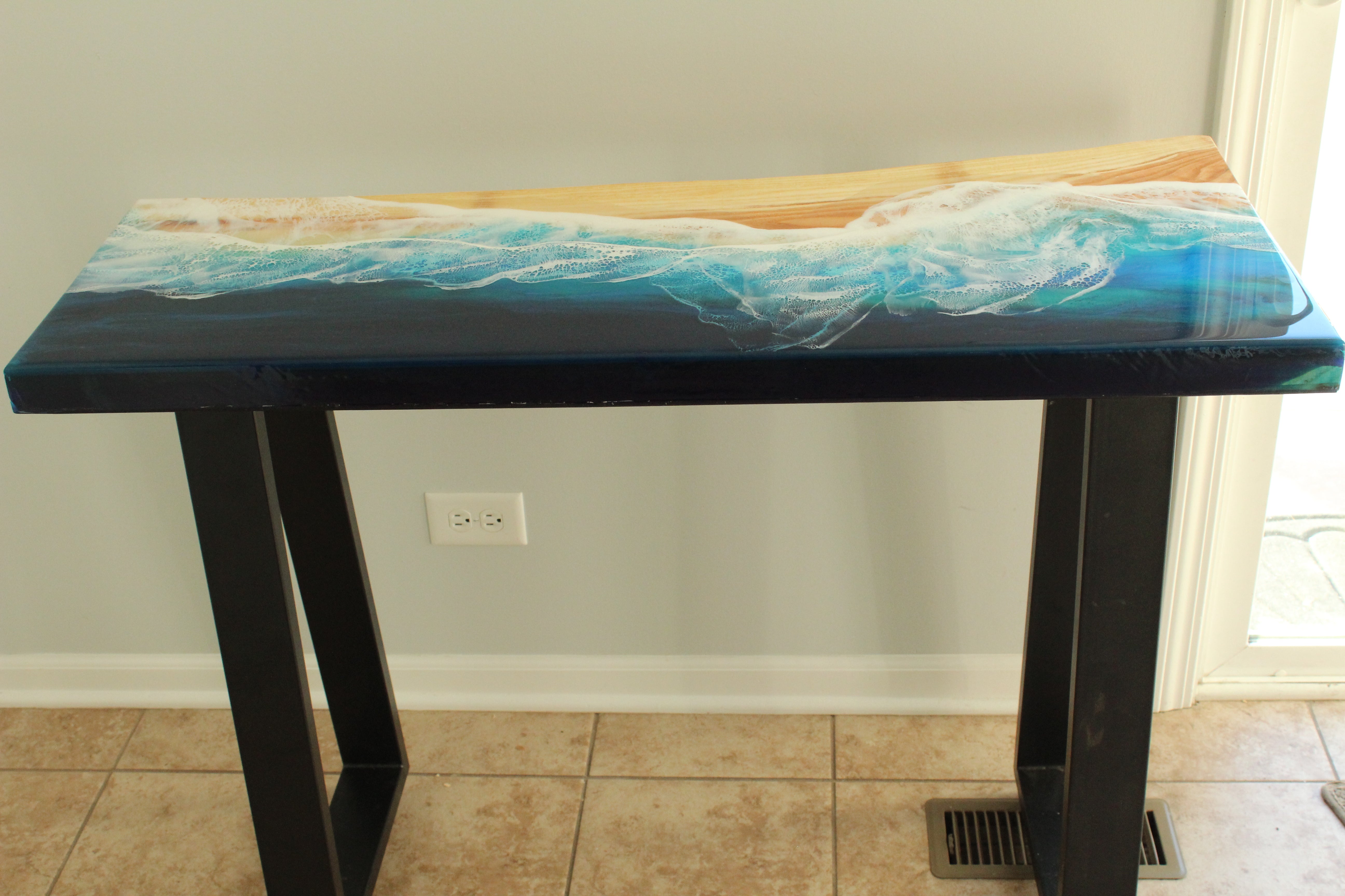Live Edge and Resin Locust wood table