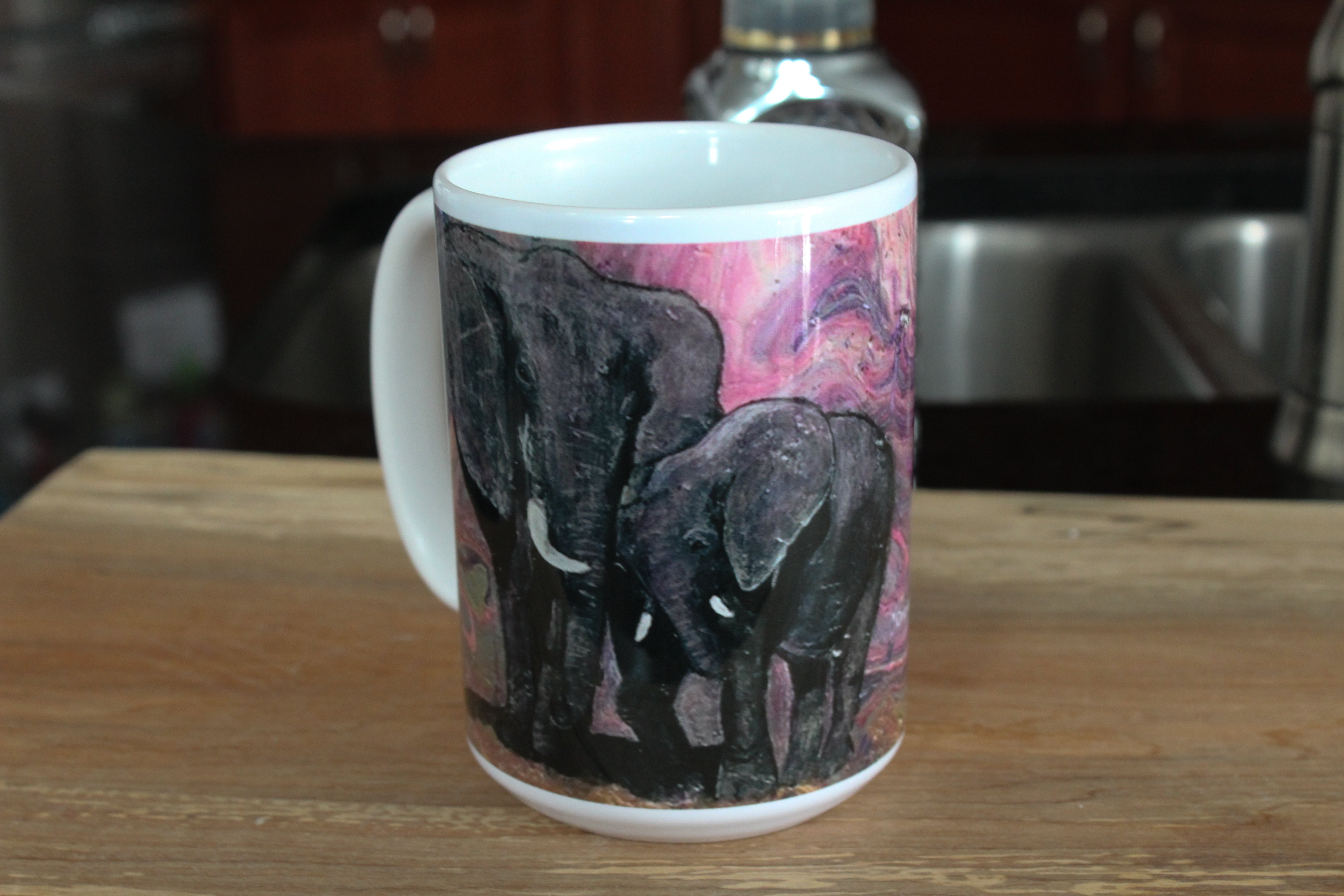 Nuzzler Elephants 15 oz coffee cup