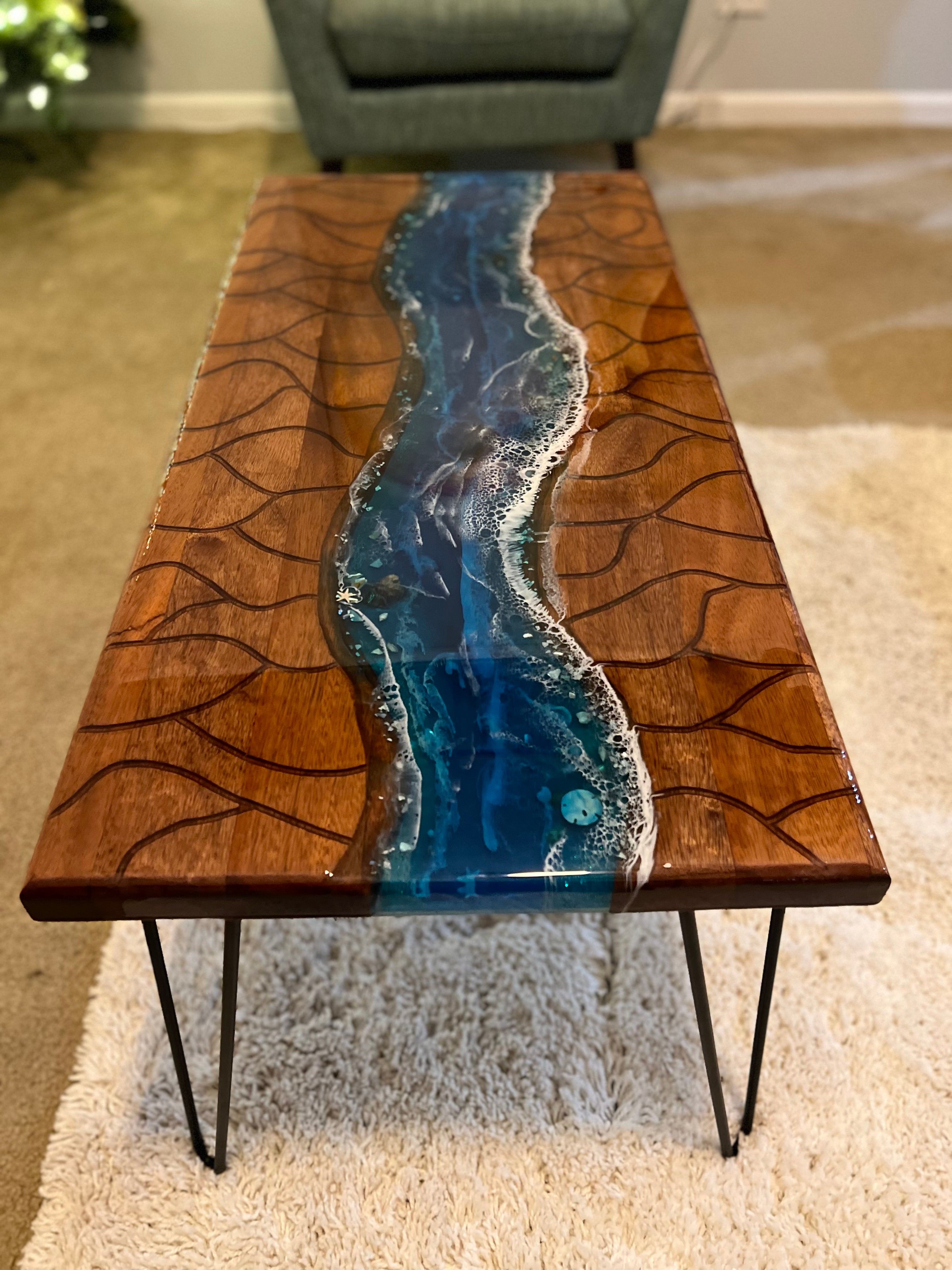 Luminescent River Poured Mahogany Coffee Table